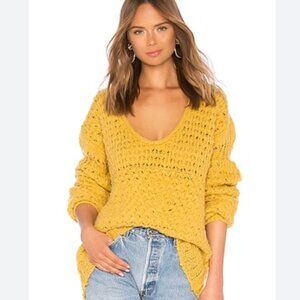 Free People Chunky Knit Deep V-Neck Sweater Pullover